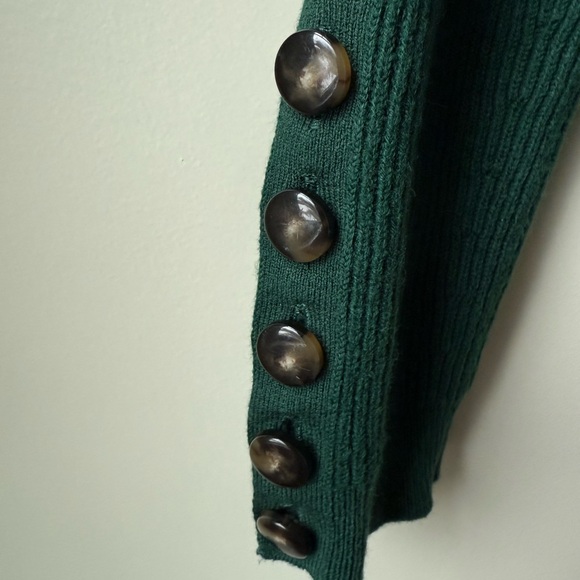 SEZANE Sami Jumper Sweater Ribbed Cropped Merino Wool Organic Cotton Green S - Picture 5 of 8